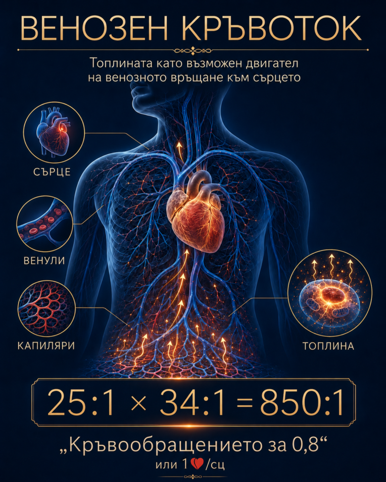 Корица на „Кръвообращението за 0,8“ към статията „Венозен кръвоток“